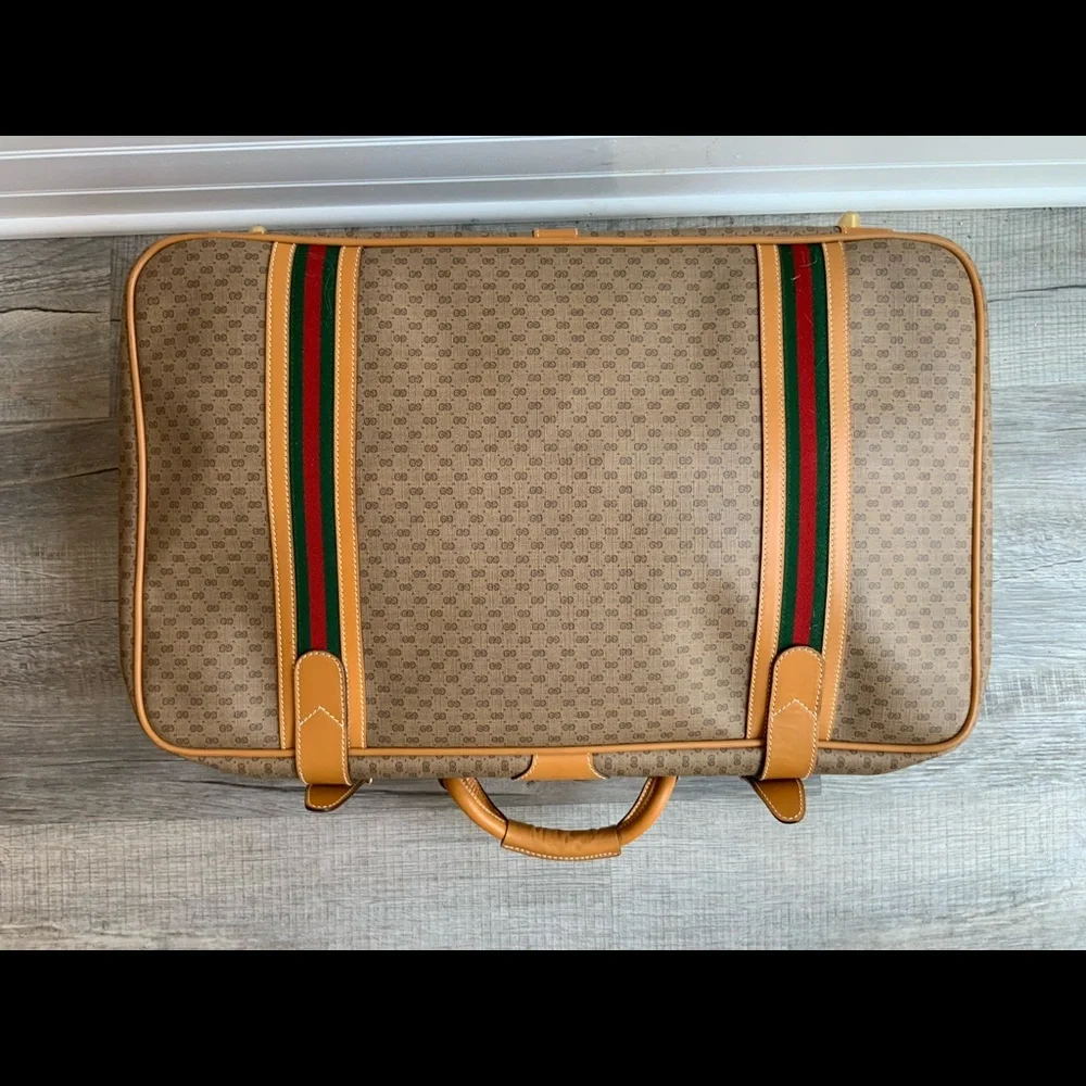 Gucci Monogram Vintage Monogram Mini G Suitcase web design ribbon red green - Picture 6 of 11